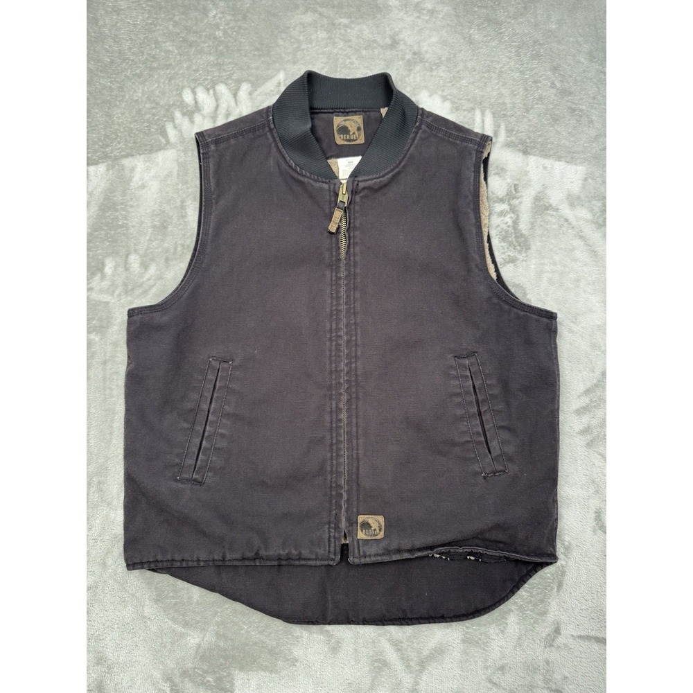Berne Vest Mens Medium Black Duck Canvas Sherpa Lined Workwear Chore Heartland